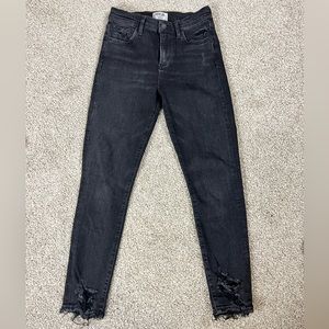 Agolde Mid-rise Skinny Distressed Black Jeans